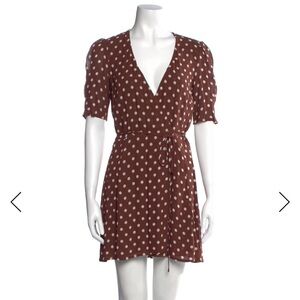 Reformation Brown Polka Dot Wrap Dress